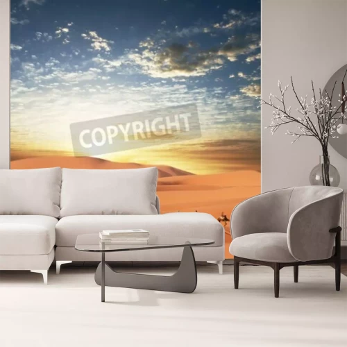 Fotobehang Lange karavaan in de woestijn