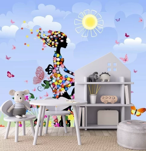 Fotobehang Fietstocht in de wei