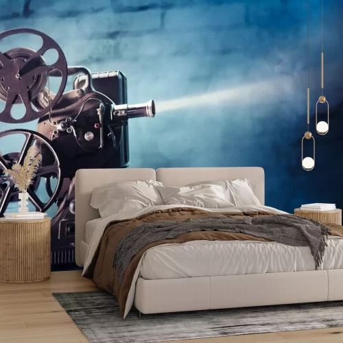 Sticker Oude filmprojector met dramatische verlichting