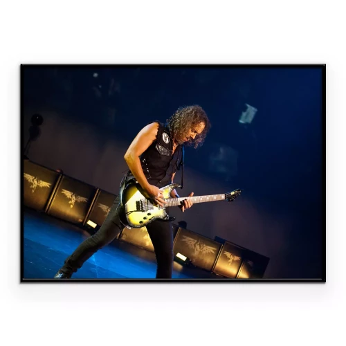 Poster Metallica-gitarist tijdens een concert in San Francisco.