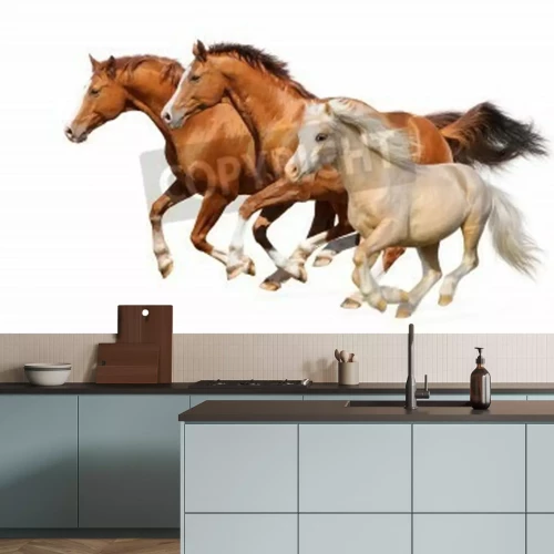 Fotobehang 3D paarden rennen