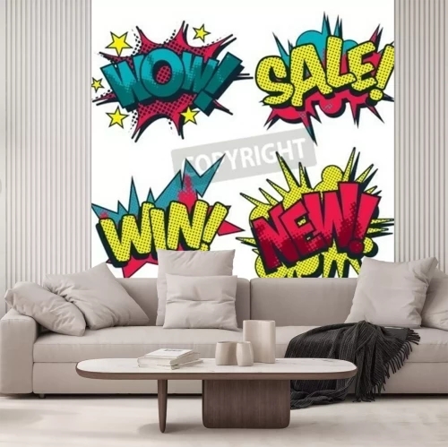 Fotobehang Komische ballonnen met bijschriften