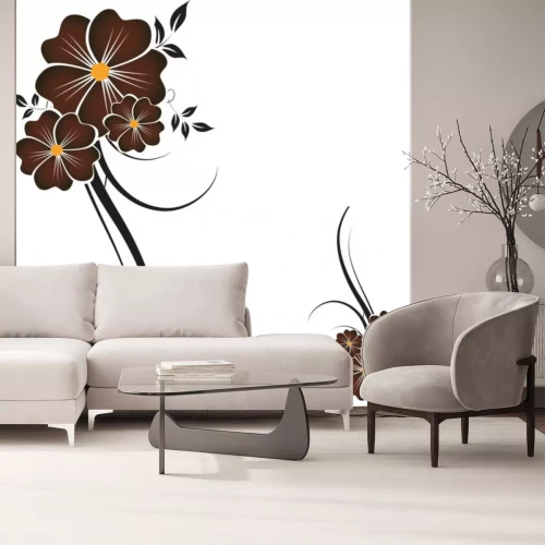 Sticker Bloemen van bruine kleur