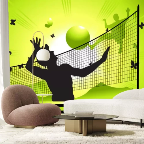 Sticker Landschap, natuur, mensen spelen volleybal