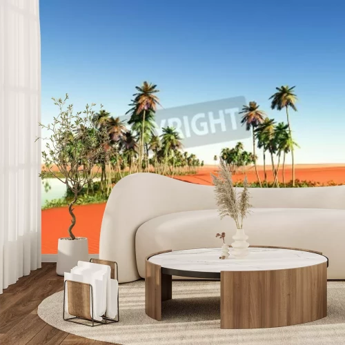 Fotobehang Oase in de rode woestijn