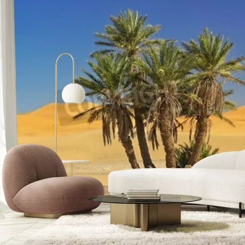 Fotobehang Palmbomen in de Sahara woestijn