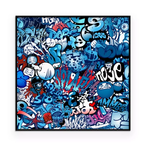 Poster Blauw graffiti-patroon