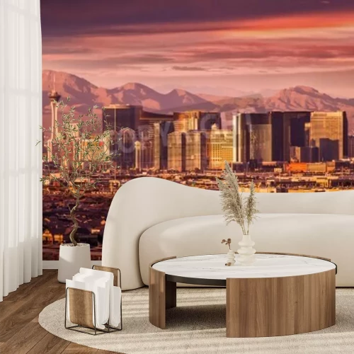 Fotobehang Stad op de achtergrond van de woestijn