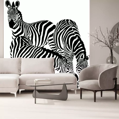 Sticker Drie zebra water drinken