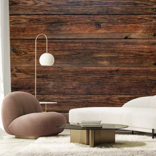 Fotobehang Bruine vintage planken