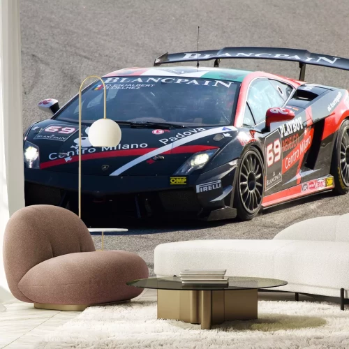 Fotobehang BARCELONA - OCTOBER 30: Dimitri Enjalbert racing at Lamborghini Super Trofeo, on October 30, 2011, in Circuit de Catalunya, Barcelona, Spain