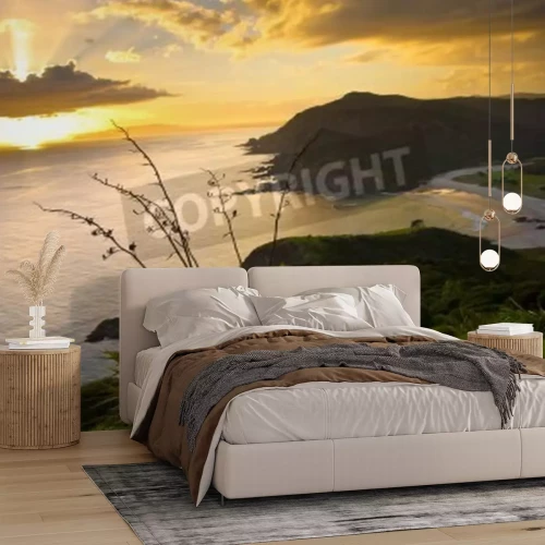 Fotobehang Zonsopgang aan de kust van Nieuw-Zeeland