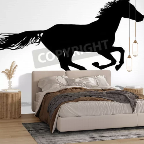 Fotobehang Grafisch zwart paard