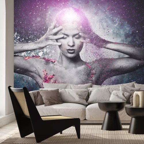 Fotobehang Vrouw en abstracte achtergrond