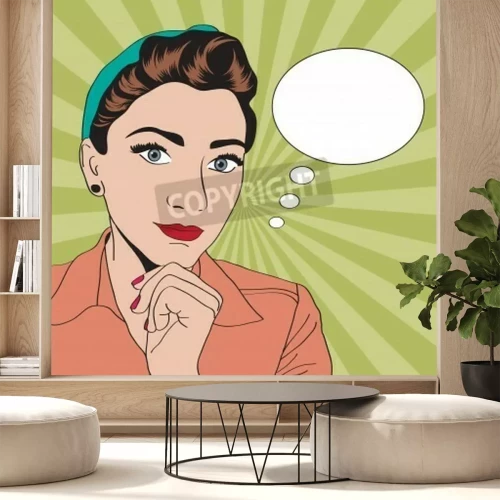 Fotobehang Pin omhoog meisje met ballon