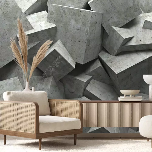 Fotobehang Betonnen kubussen creëren een patroon met een 3D-effect