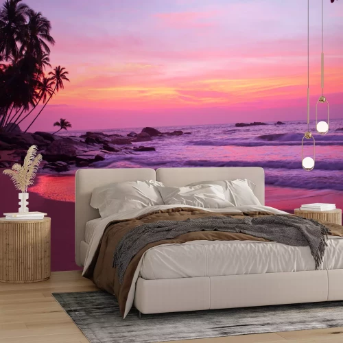 Fotobehang Tropen met roze luchten