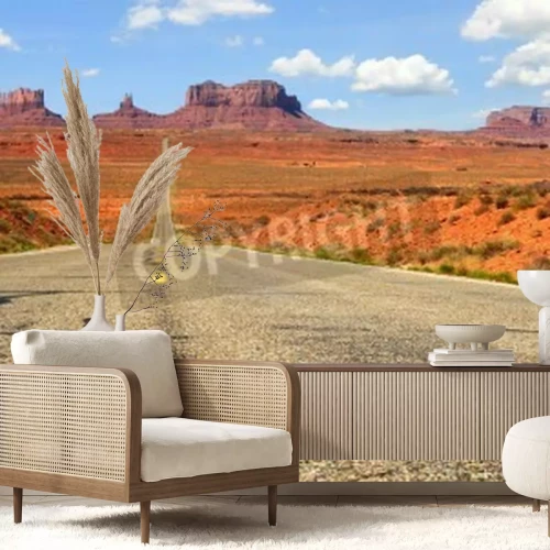 Fotobehang Amerikaanse weg in de woestijn