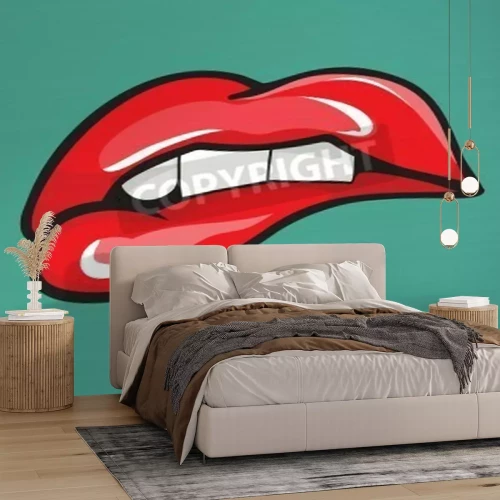 Fotobehang Pop art rode lippen