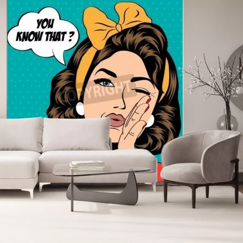 Fotobehang Vrouw in stripstijl