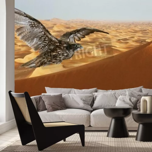 Fotobehang Valk boven de woestijn