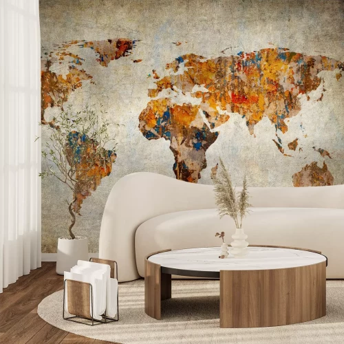 Fotobehang Wereldkaart met getextureerde achtergrond