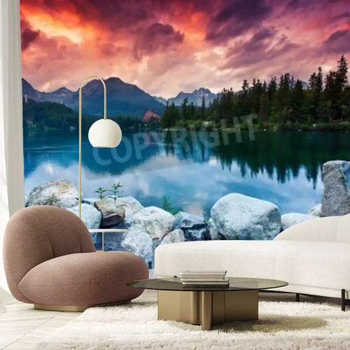 Fotobehang Zonsopgang in de bergen in Slowakije