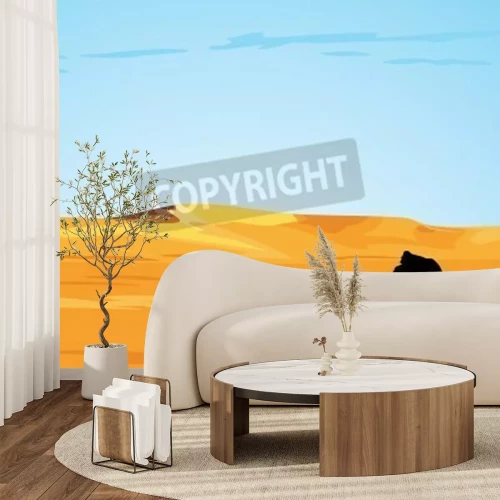 Fotobehang Grafische woestijn en kameel