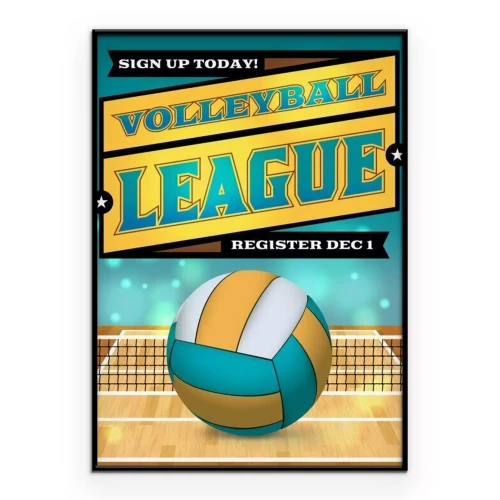 Poster Geïllustreerde volleybal met typografie
