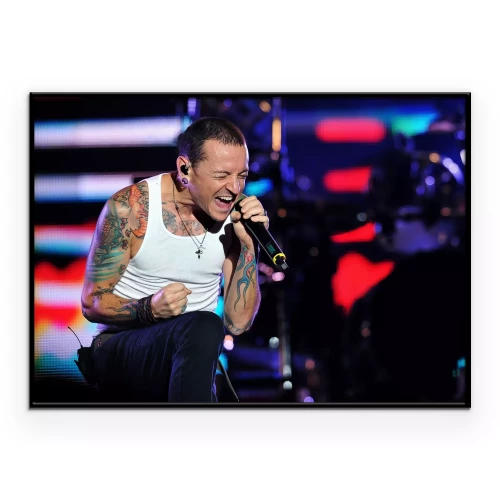 Poster Chester Bennington van Linkin Park concertfoto