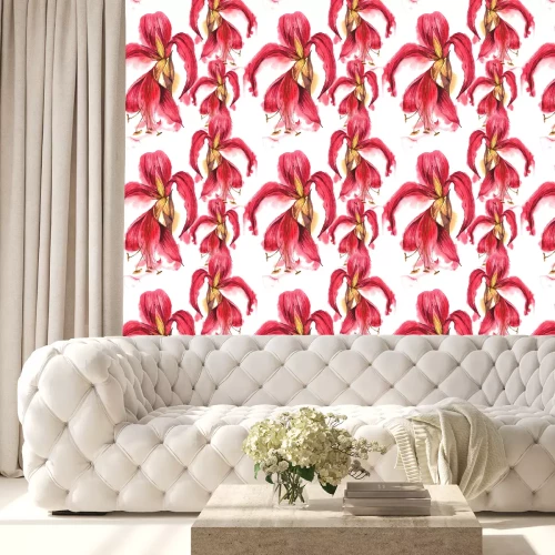 Behang Roze orchideeën in aquarel versie