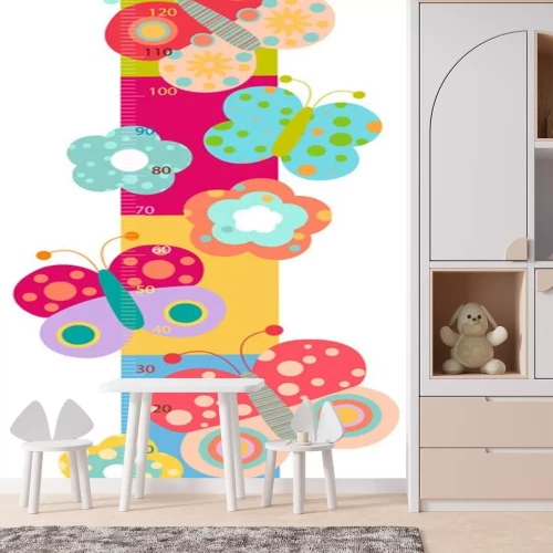 Sticker Kleurrijke liniaal met vogels en vlinders