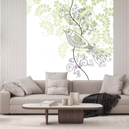 Sticker elegante bloemen illustratie, wenskaart