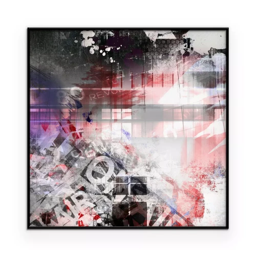 Poster Abstract patroon in rode en grijze kleuren