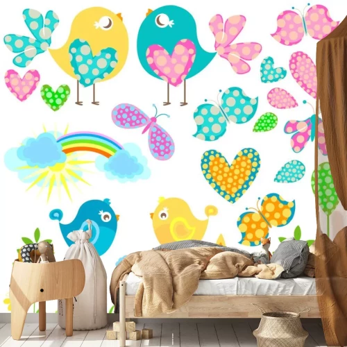 Sticker Een verzameling decoratieve regenboogafbeeldingen geïnspireerd op de lente