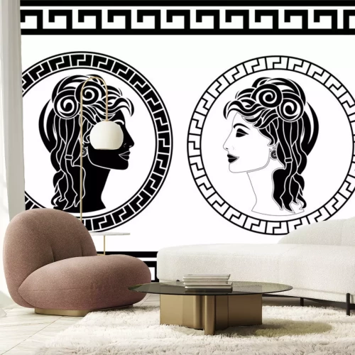 Sticker profielen van Romeinse vrouw. stencil