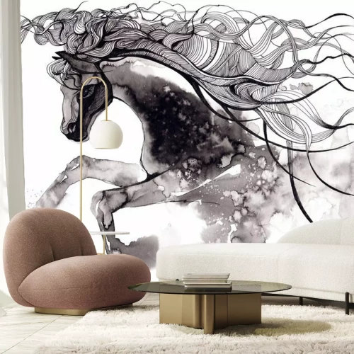 Fotobehang Een paardenpatroon in aquarel