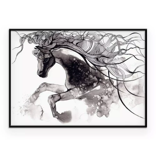 Poster Een paardenpatroon in aquarel