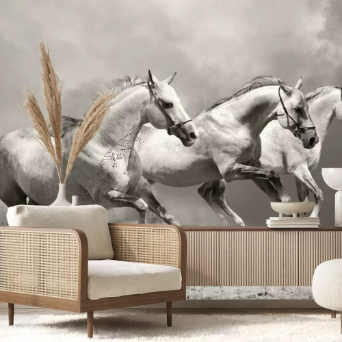 Fotobehang Galopperende paarden in het zand