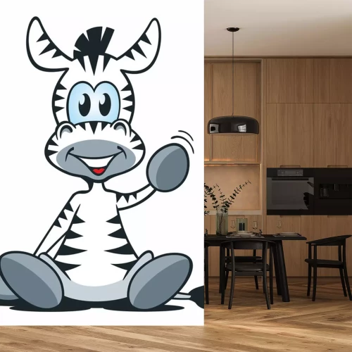 Sticker Zebra Mascot Zitten