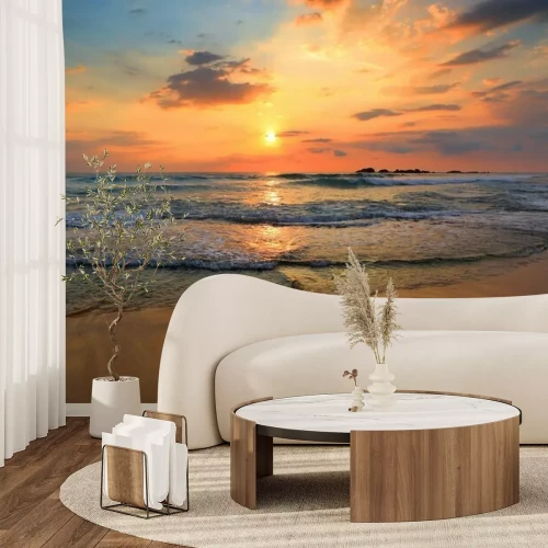 Fotobehang Landschap met zonsondergang op het strand