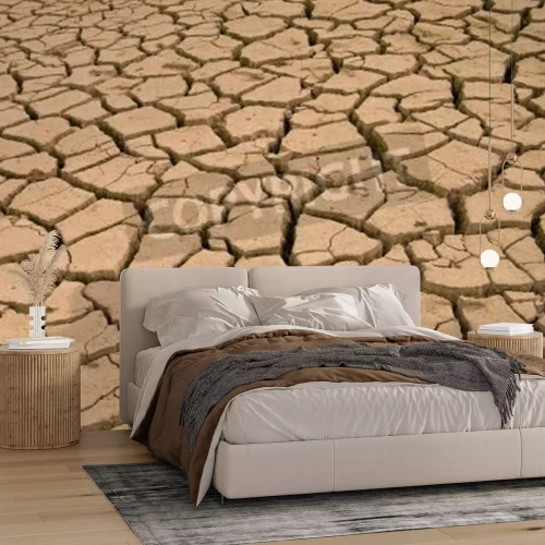 Fotobehang Woestijn en een opgedroogd meer