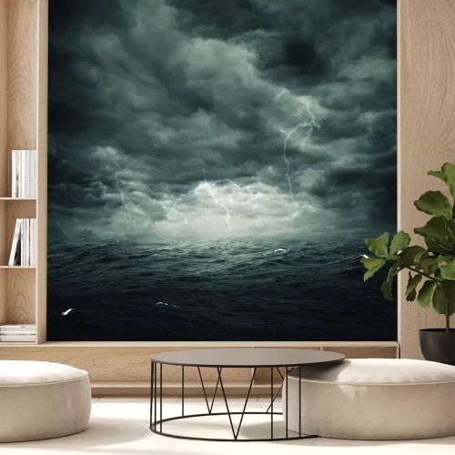 Fotobehang Stormachtige lucht boven de zee