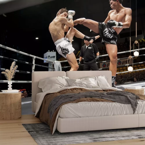 Fotobehang Boksen 3D gevecht in de ring