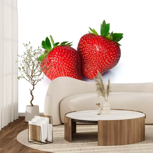 Sticker Ripe strawberries on white background