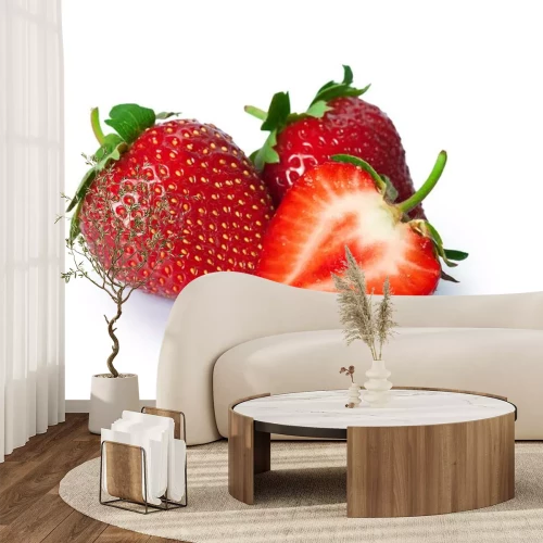 Sticker Ripe strawberries on white background