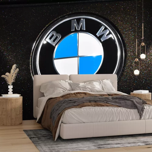 Fotobehang Close-up BMW Chroom metalen