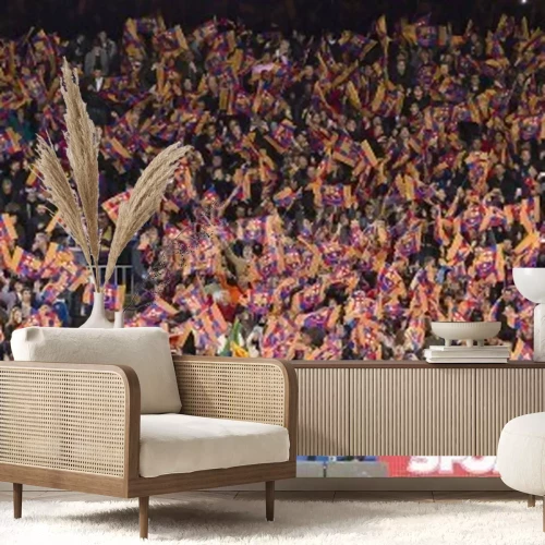 Fotobehang Supporters scanderen in het stadion