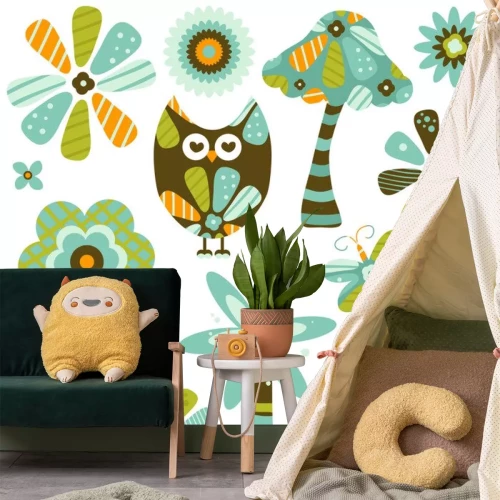 Sticker Een verzameling blauwgroene afbeeldingen geïnspireerd op de natuur