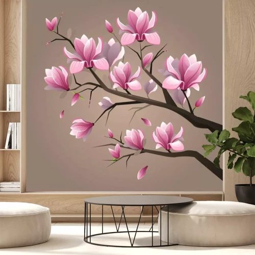 Fotobehang Roze magnoliabloemen